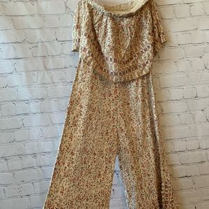 Boho tube top romper with flared legs